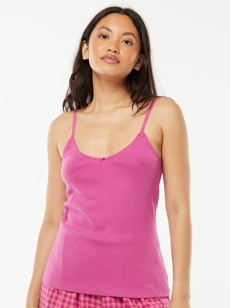 Débardeur en maille pointelle Rose flash - Kiabi