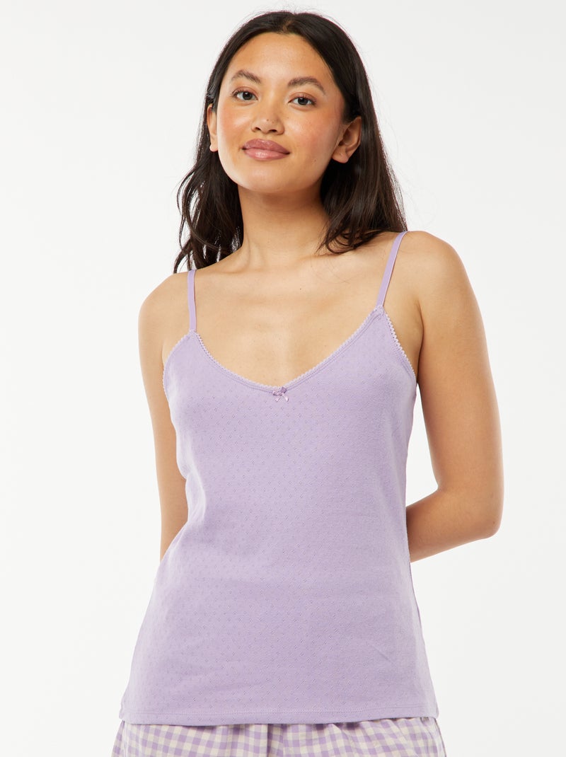 Débardeur en maille pointelle Violet - Kiabi