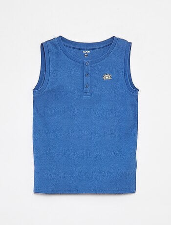 Débardeur en matière côtelée avec col boutonnée