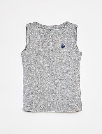 Débardeur en matière côtelée avec col boutonnée