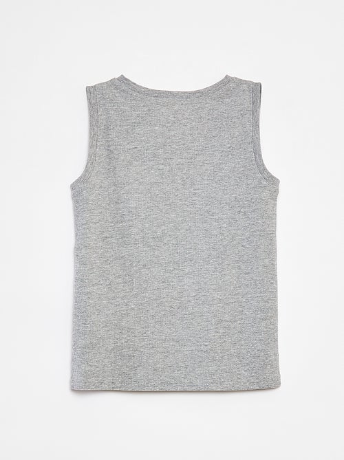 Débardeur en matière côtelée avec col boutonnée - Kiabi