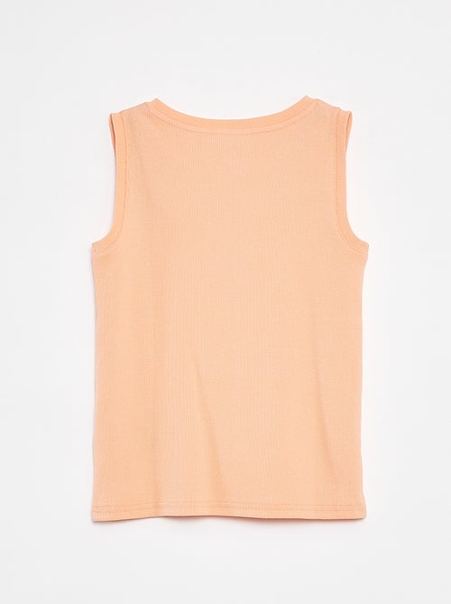 Débardeur en matière côtelée avec col boutonnée - Kiabi