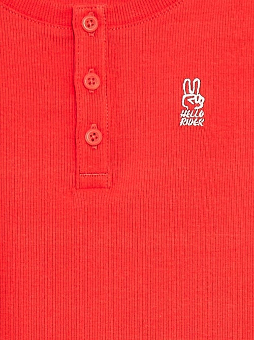 Débardeur en matière côtelée avec col boutonnée - Kiabi