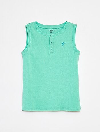 Débardeur en matière côtelée avec col boutonnée