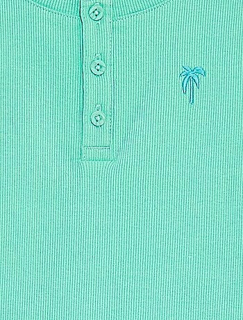 Débardeur en matière côtelée avec col boutonnée