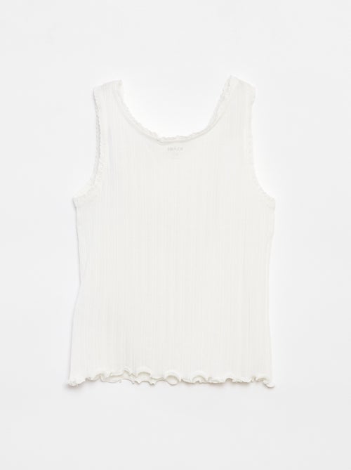 Débardeur en matière côtelée et dentelle - Kiabi
