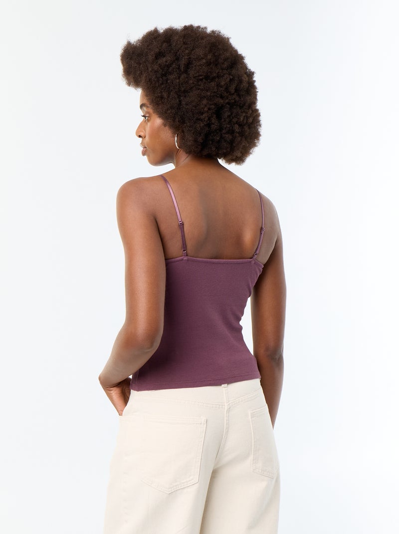 Débardeur en rib avec bretelles Violet - Kiabi