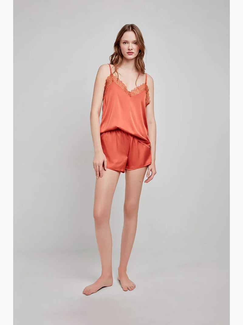 Débardeur en tissu satiné Terracotta - Kiabi