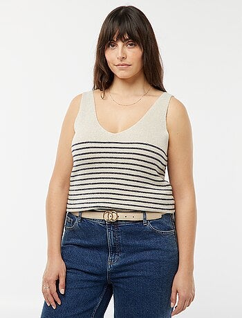 Débardeur en tricot pailleté avec motif rayé