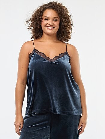 Débardeur en velours avec bord en dentelle