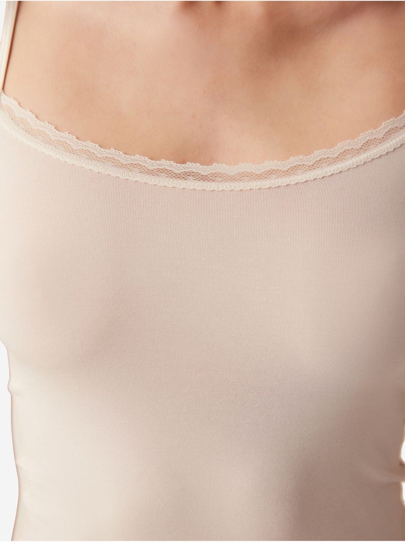Débardeur femme à fines bretelles penti Beige argile - Kiabi