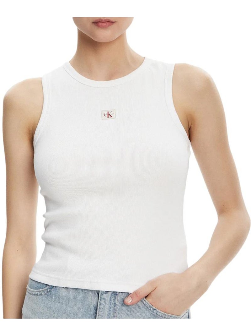 Débardeur Femme Calvin Klein Jeans A Woven Label Blanc - Kiabi