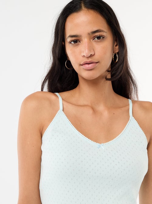 Débardeur fine bretelle réglable en coton uni - Kiabi