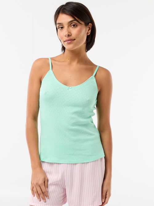 Débardeur fine bretelle réglable en coton uni - Kiabi