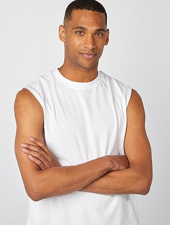Débardeur homme en coton à col rond et motif fantaisie