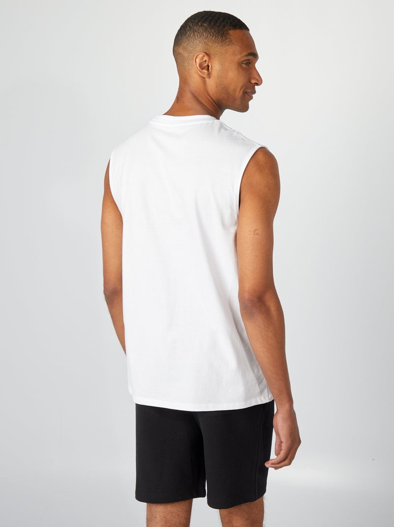 Débardeur homme en coton à imprimé tropical Blanc - Kiabi