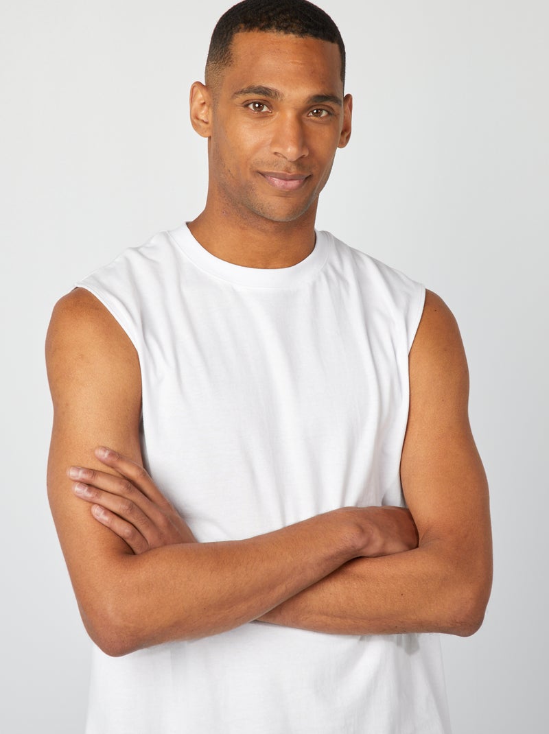 Débardeur homme en coton à imprimé tropical Blanc - Kiabi