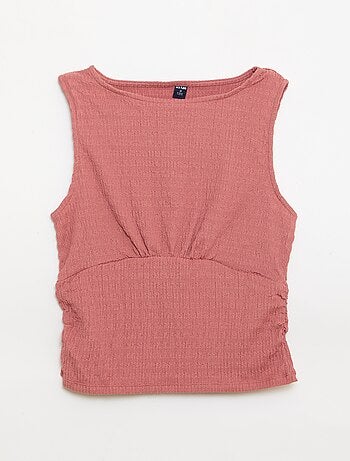 Débardeur moulant en matière crêpée