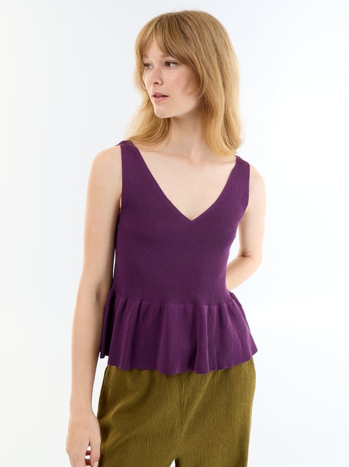 Débardeur peplum en maille côtelée - Kiabi Débardeur peplum en maille côtelée - Kiabi
