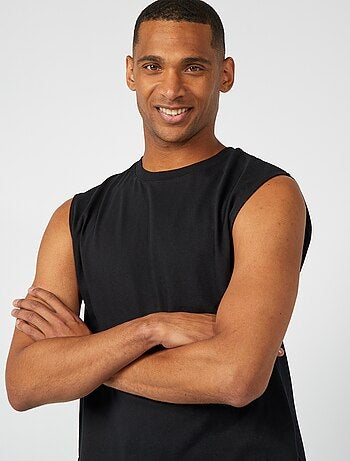 Débardeur pour homme en coton avec motif fantaisie et col rond