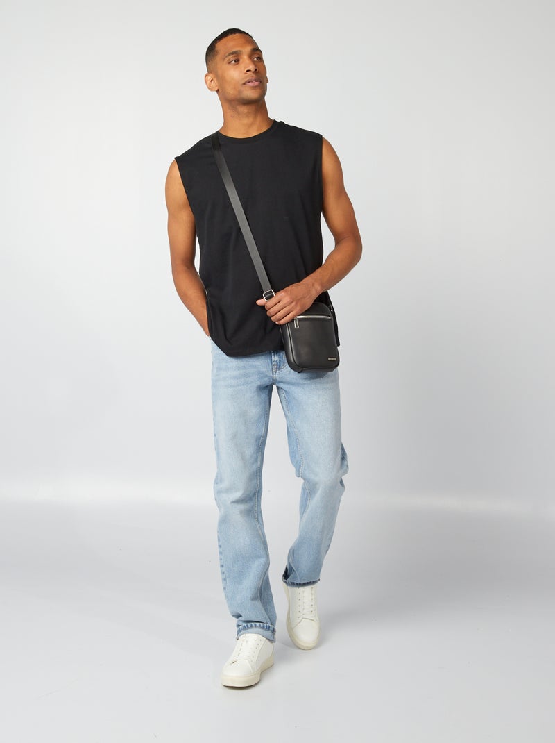 Débardeur pour homme en coton avec motif fantaisie et col rond Noir - Kiabi