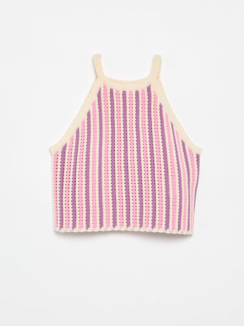 Débardeur rayé en crochet - Kiabi