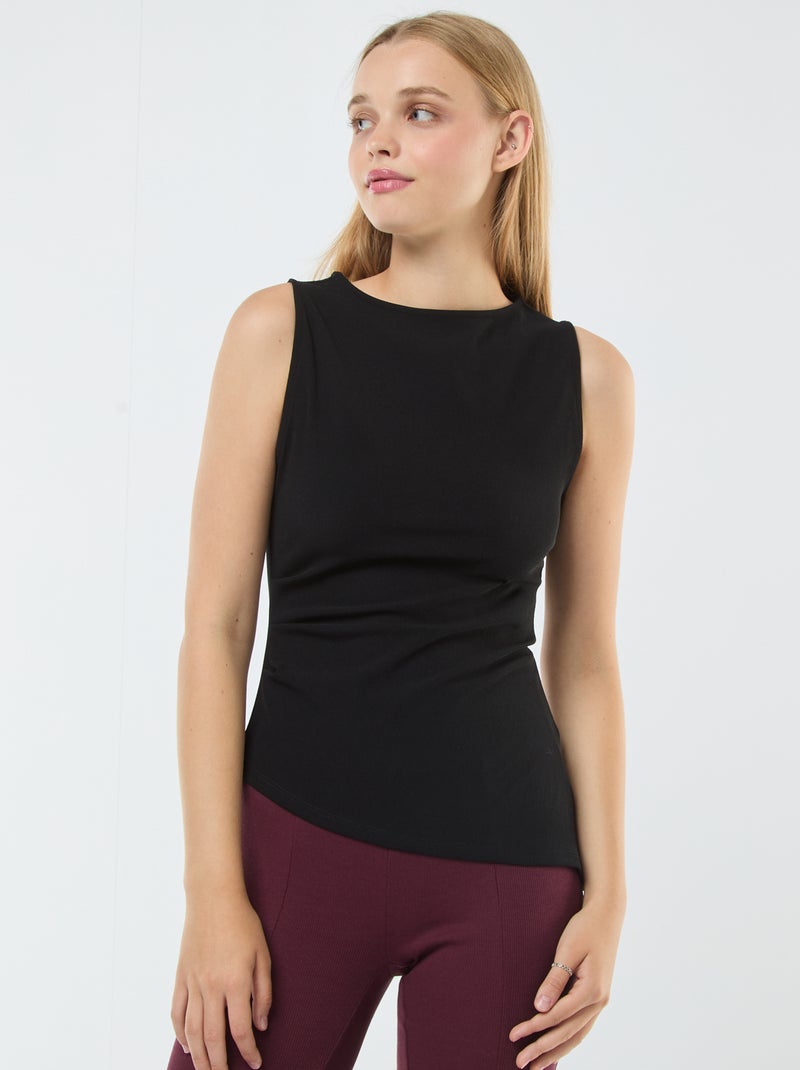 Débardeur sans manches asymétrique Noir - Kiabi