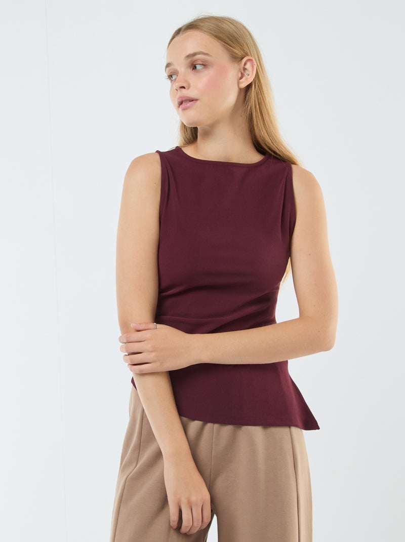 Débardeur sans manches asymétrique Rouge - Kiabi