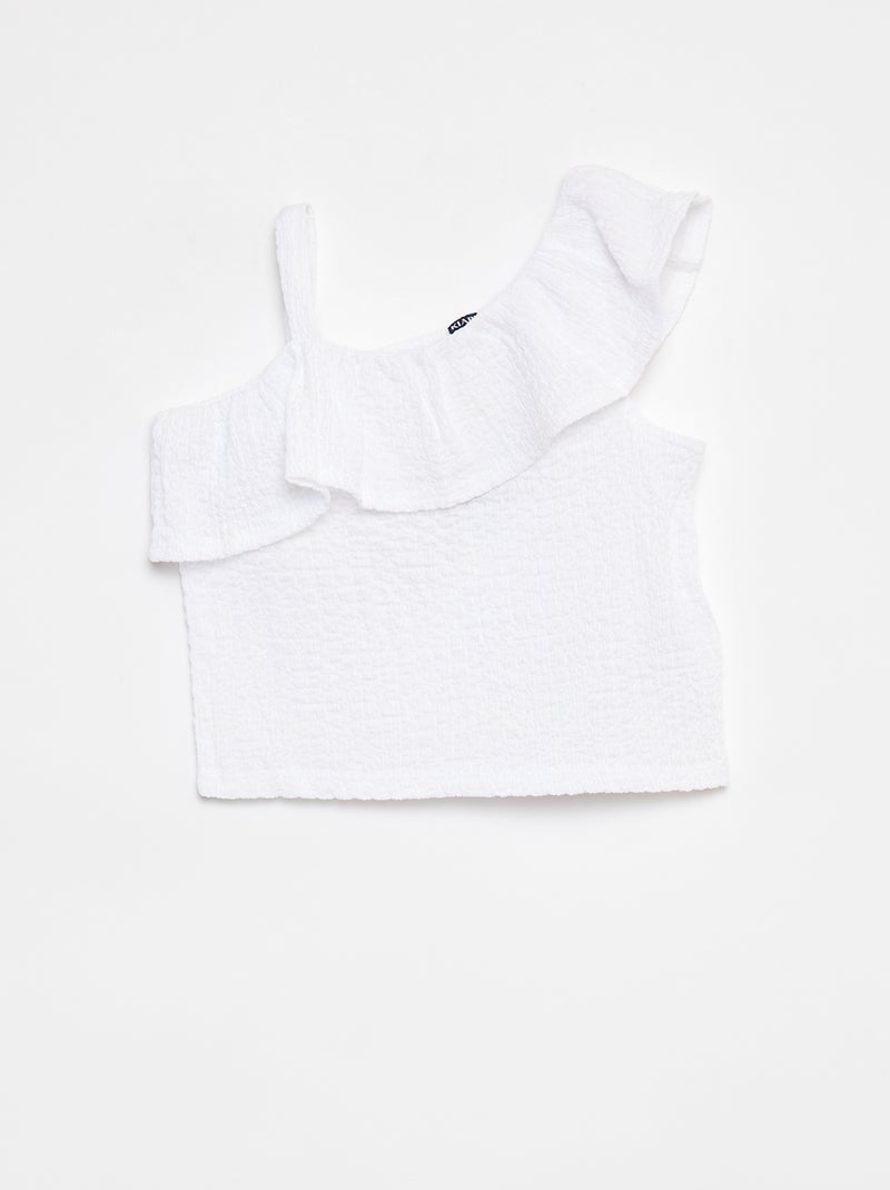 Débardeur stretch en maille gaufrée blanc - Kiabi