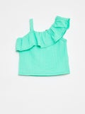 Débardeur stretch en maille gaufrée VERT - Kiabi