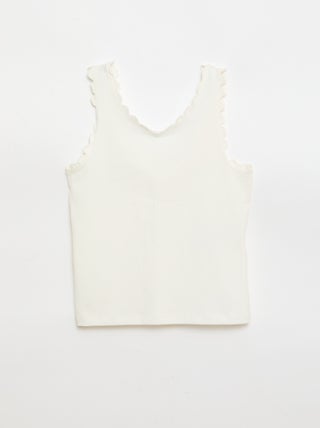 Débardeur uni avec bords ondulés