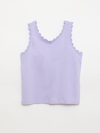 Débardeur uni avec bords ondulés