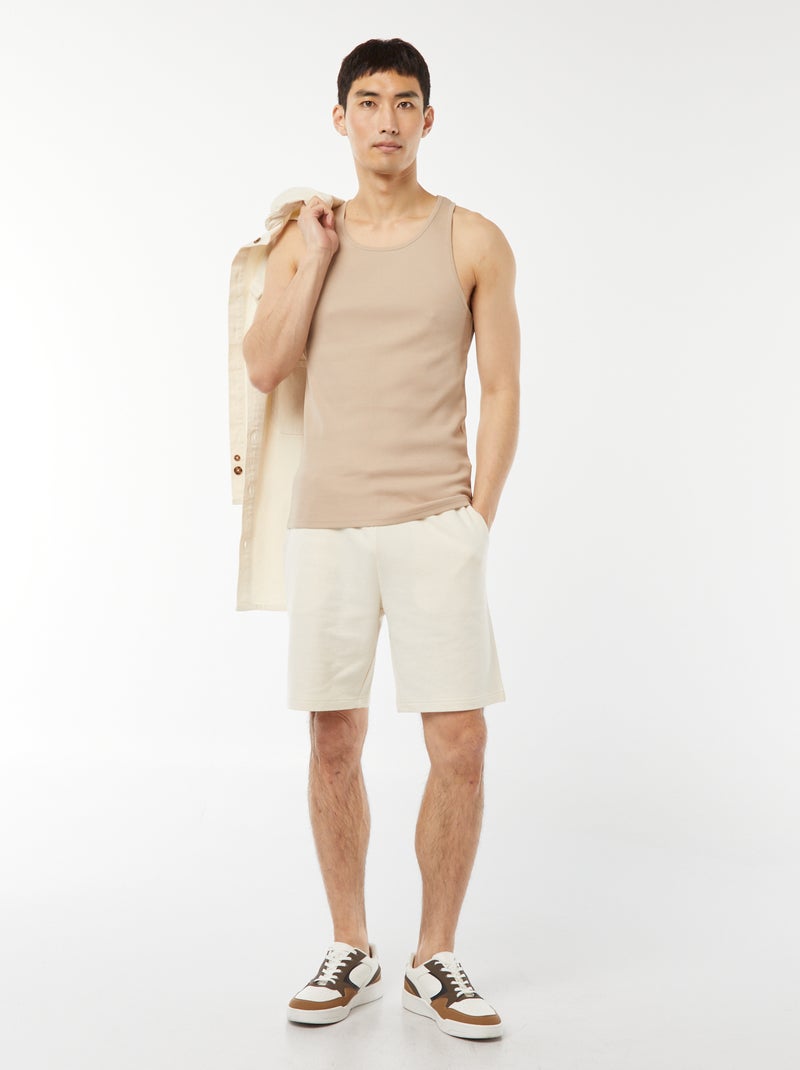 Débardeur uni en maille côtelée Beige - Kiabi