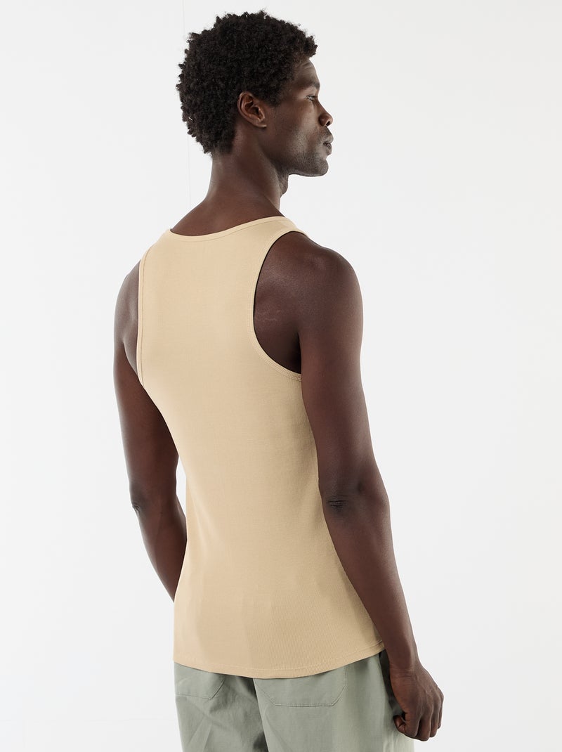 Débardeur uni en maille côtelée Beige - Kiabi