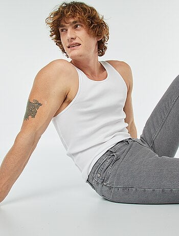 Débardeur uni en maille côtelée