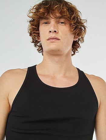 Débardeur uni en maille côtelée