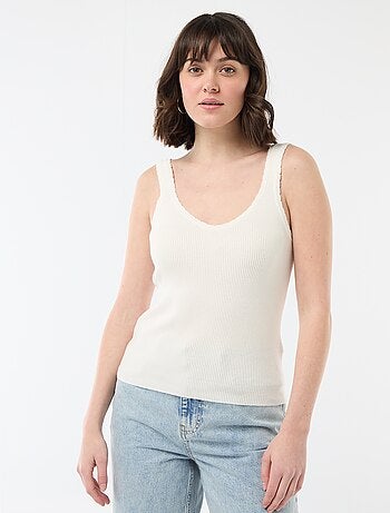 Débardeur uni en matière côtelée