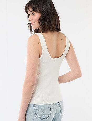 Débardeur uni en matière côtelée