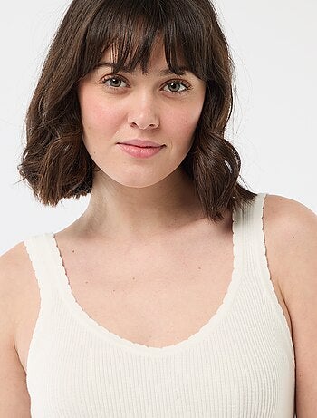 Débardeur uni en matière côtelée