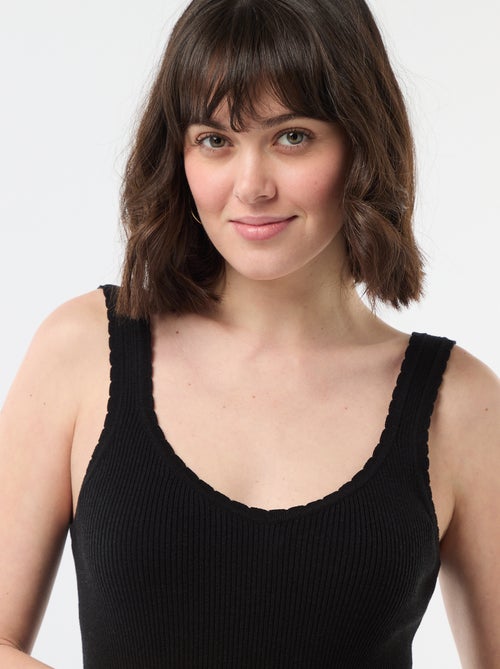 Débardeur uni en matière côtelée - Kiabi