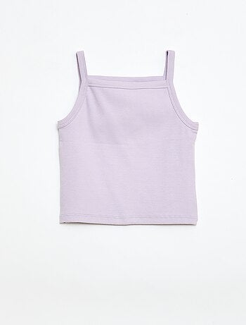Débardeur uni fines bretelles côtelé