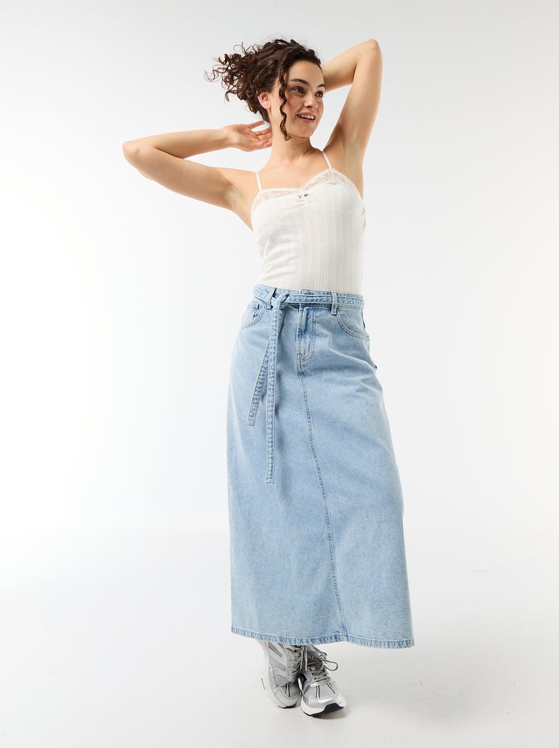 Débardeur van pointellebreisel en kant Wit - Kiabi