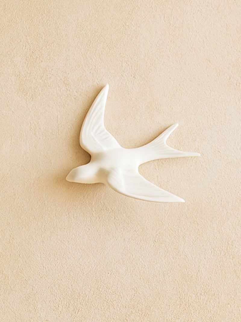 Déco murale hirondelle en résine Blanc - Kiabi