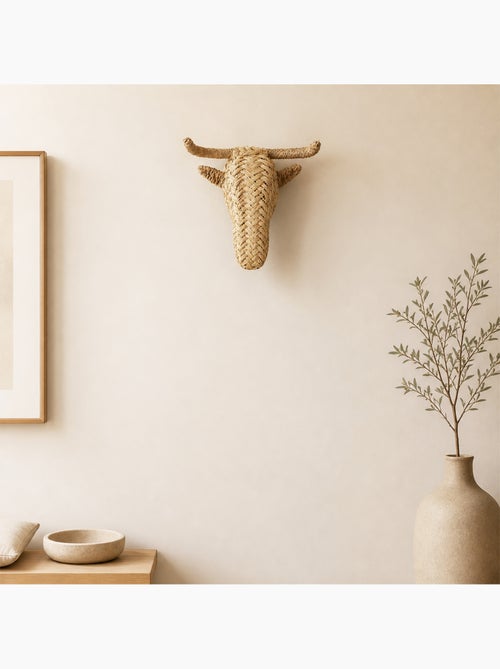 Déco murale petite tête d'élan en paille - Kiabi Déco murale petite tête d'élan en paille - Kiabi