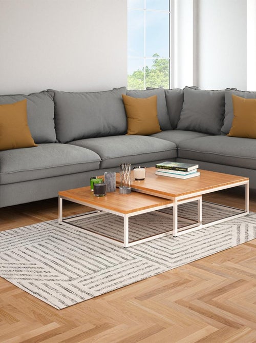 Decoratief tapijt JIVE van katoen geometrisch retro 140 x 200 cm – Future Home - Kiabi Decoratief tapijt JIVE van katoen geometrisch retro 140 x 200 cm – Future Home - Kiabi