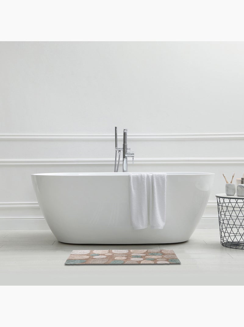 Decoratieve badmat van getuft katoen met kiezelstructuur. Beige - Kiabi