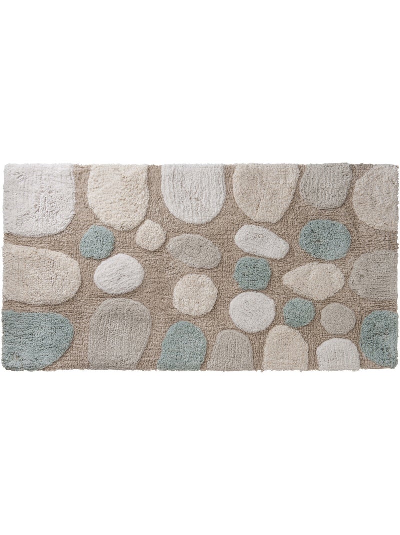 Decoratieve badmat van getuft katoen met kiezelstructuur. Beige - Kiabi