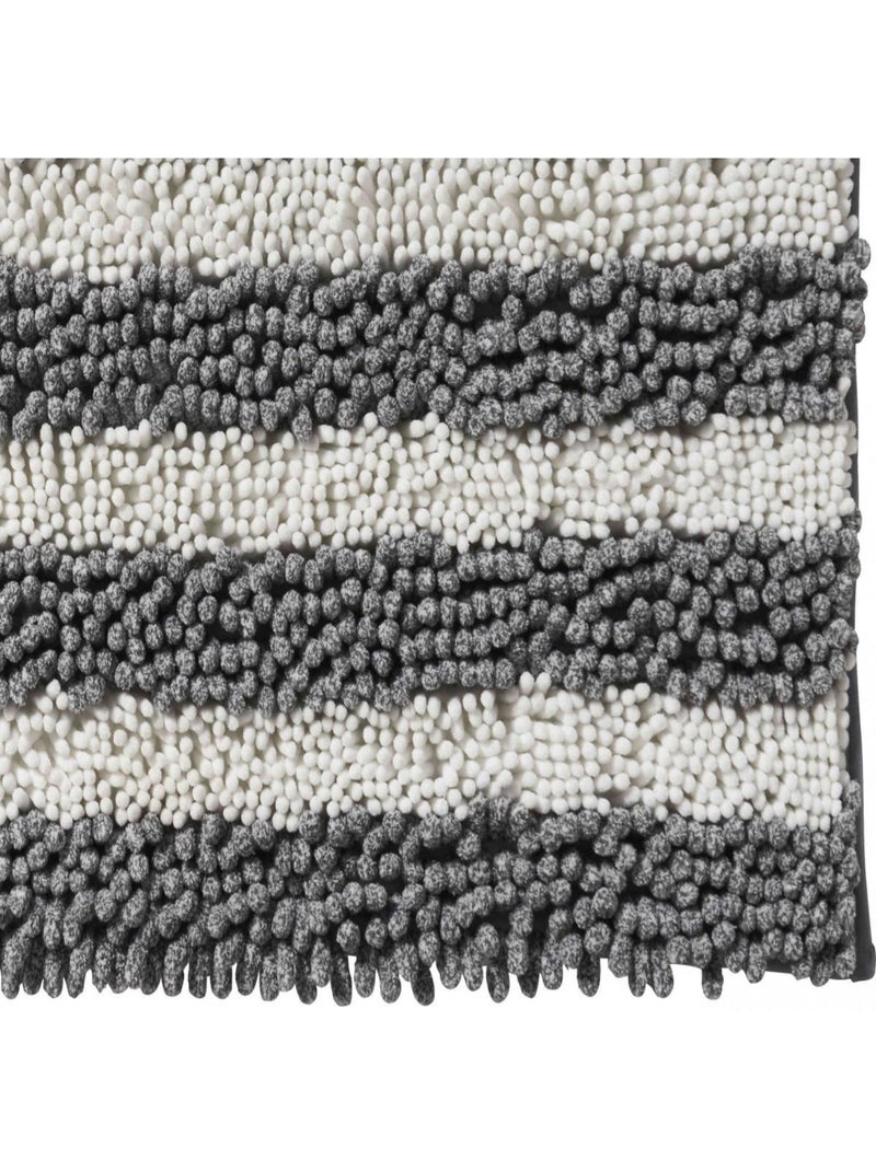 Decoratieve gestreepte polyester badmat Grijs - Kiabi