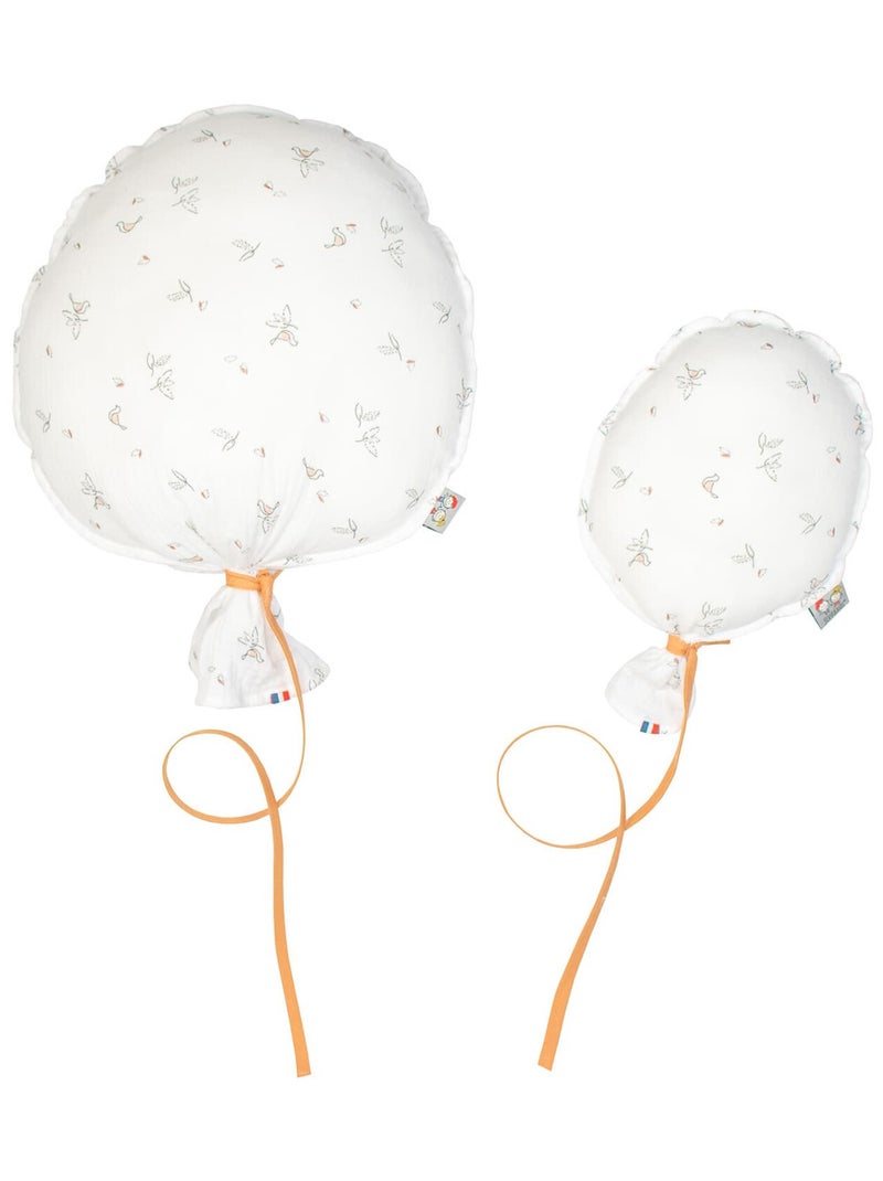 Decoratieve wandballon in katoensatijn, melody Wit Grijs - Kiabi