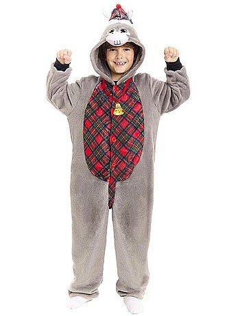 Déguisement d'âne de Noël en tartan avec capuche